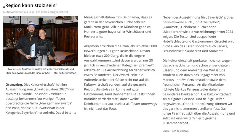 Pressebericht Lokal des Jahres 2025